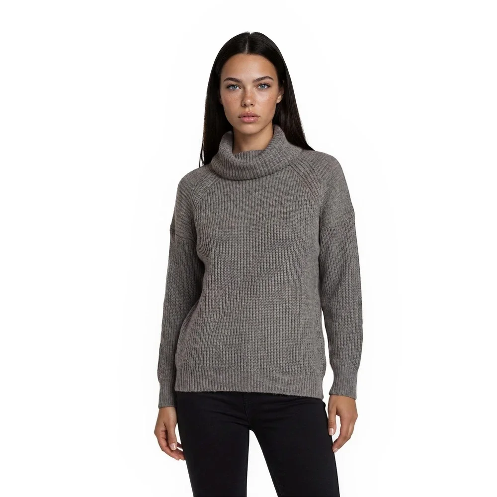 Free People‎ Chunky Sweater Women's Size Small Grey Confetti Cowl Neck